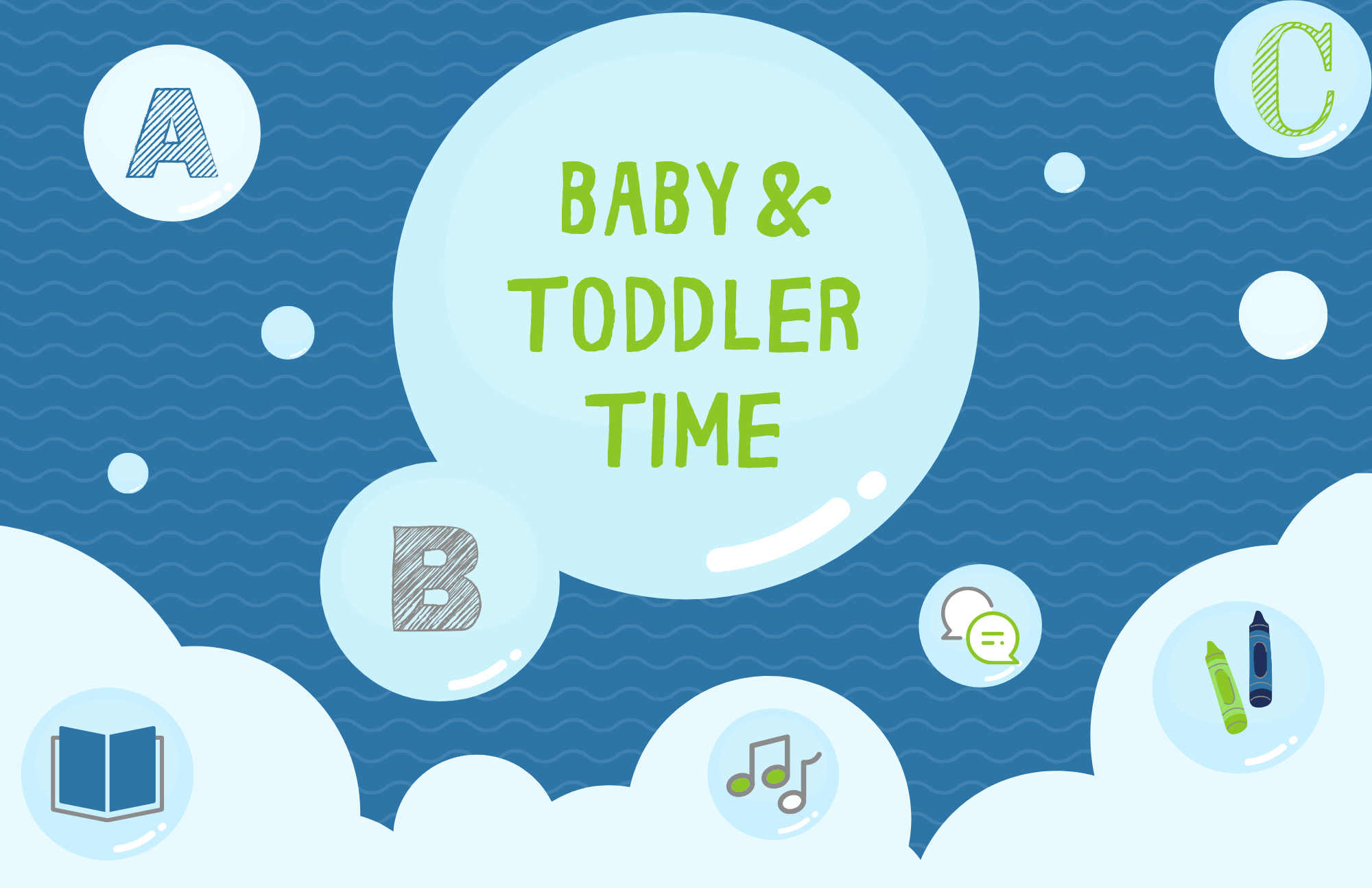Baby and toddler time with bubbles floating around