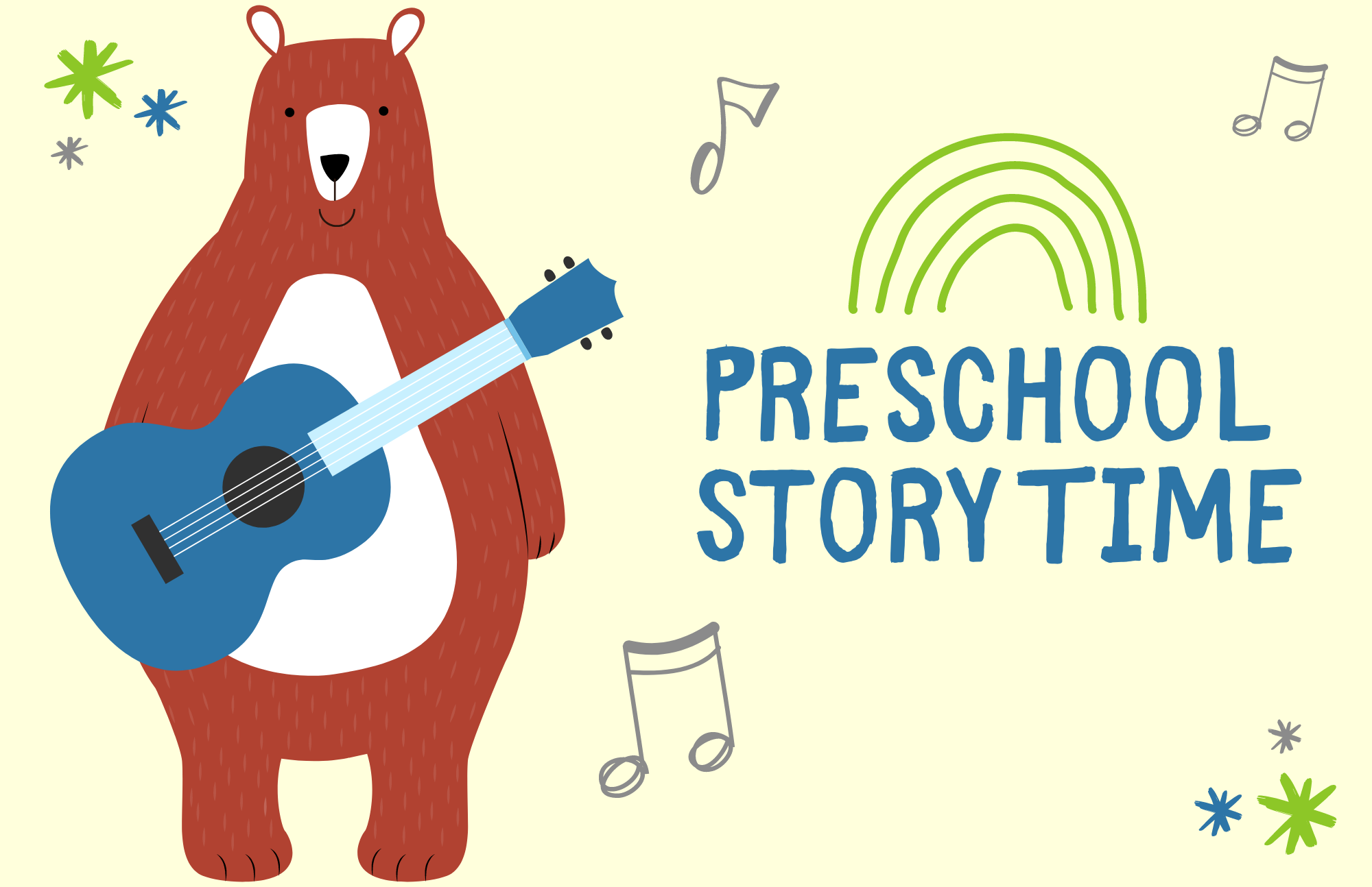 bear holding a guitar Preschool Story time