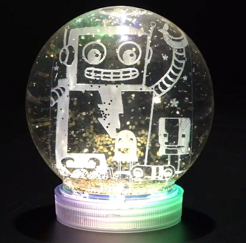 LED laser cut snow globe
