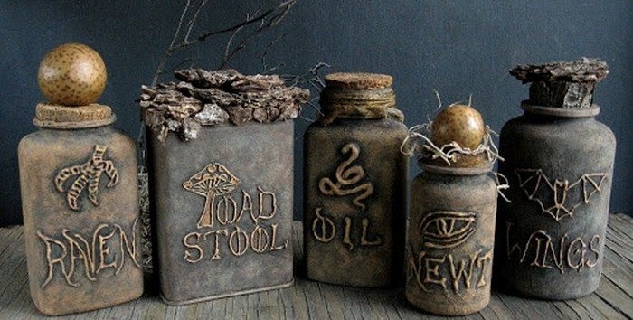 Halloween display potion jars