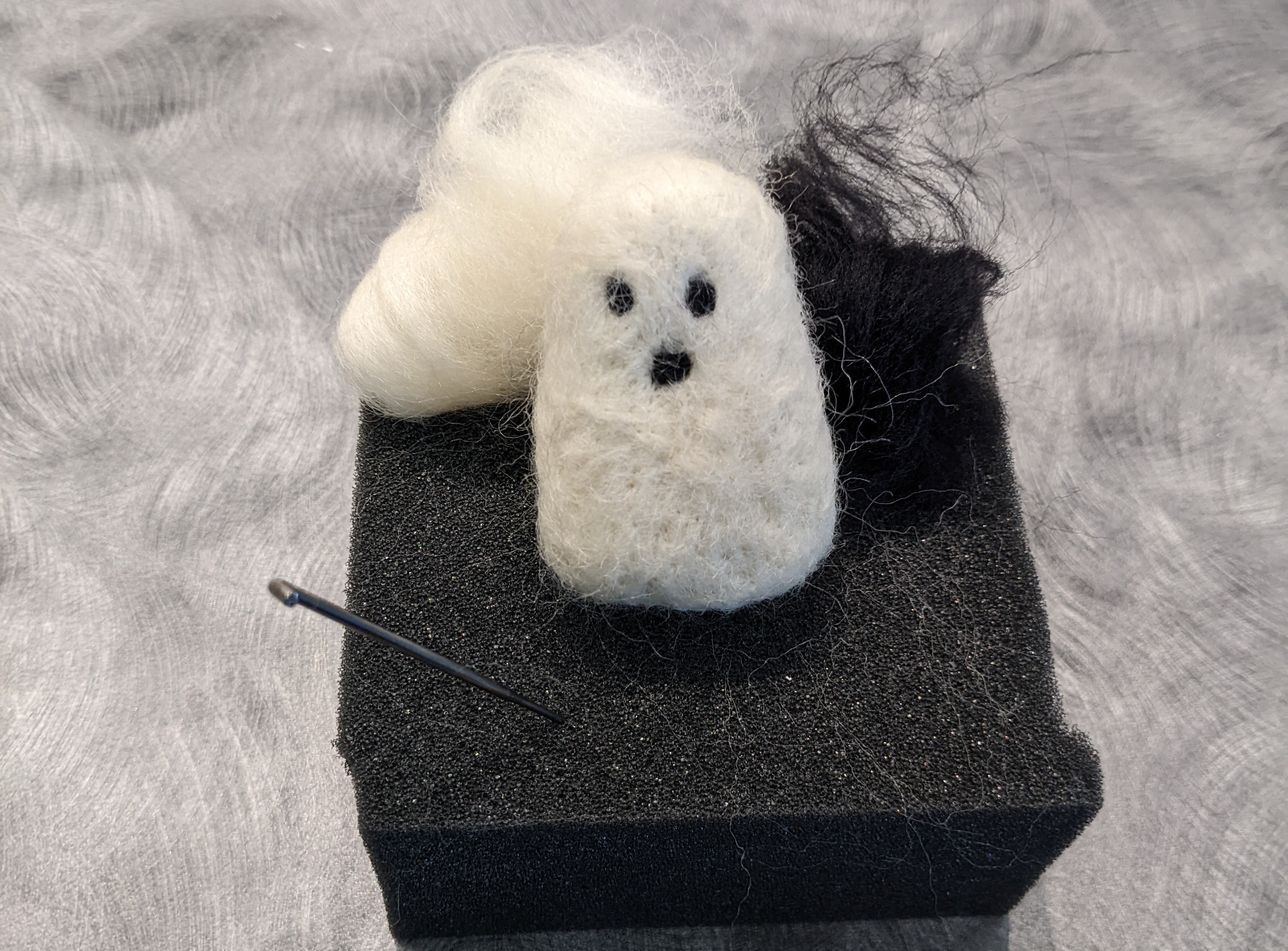 Needle felting tools and needle felted ghost