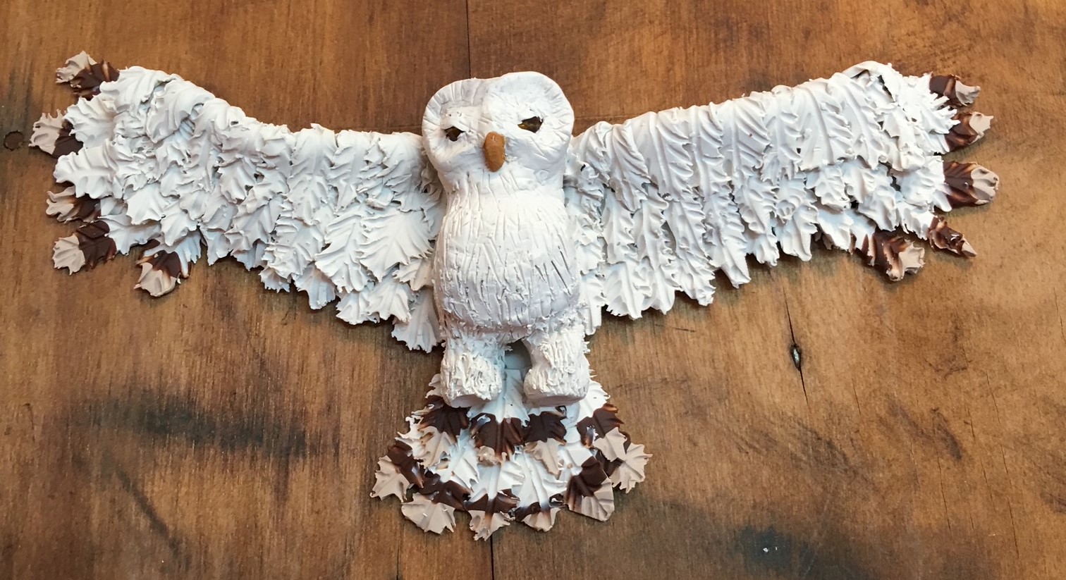 Snowy owl made of polymer clay