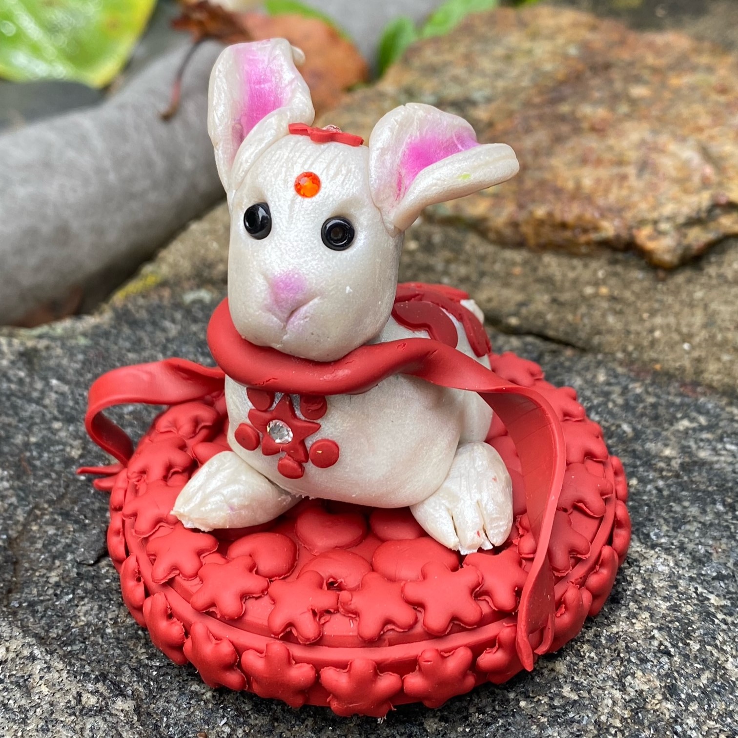 Image of a clay rabbit decorated to celebrate the Chinese New Year