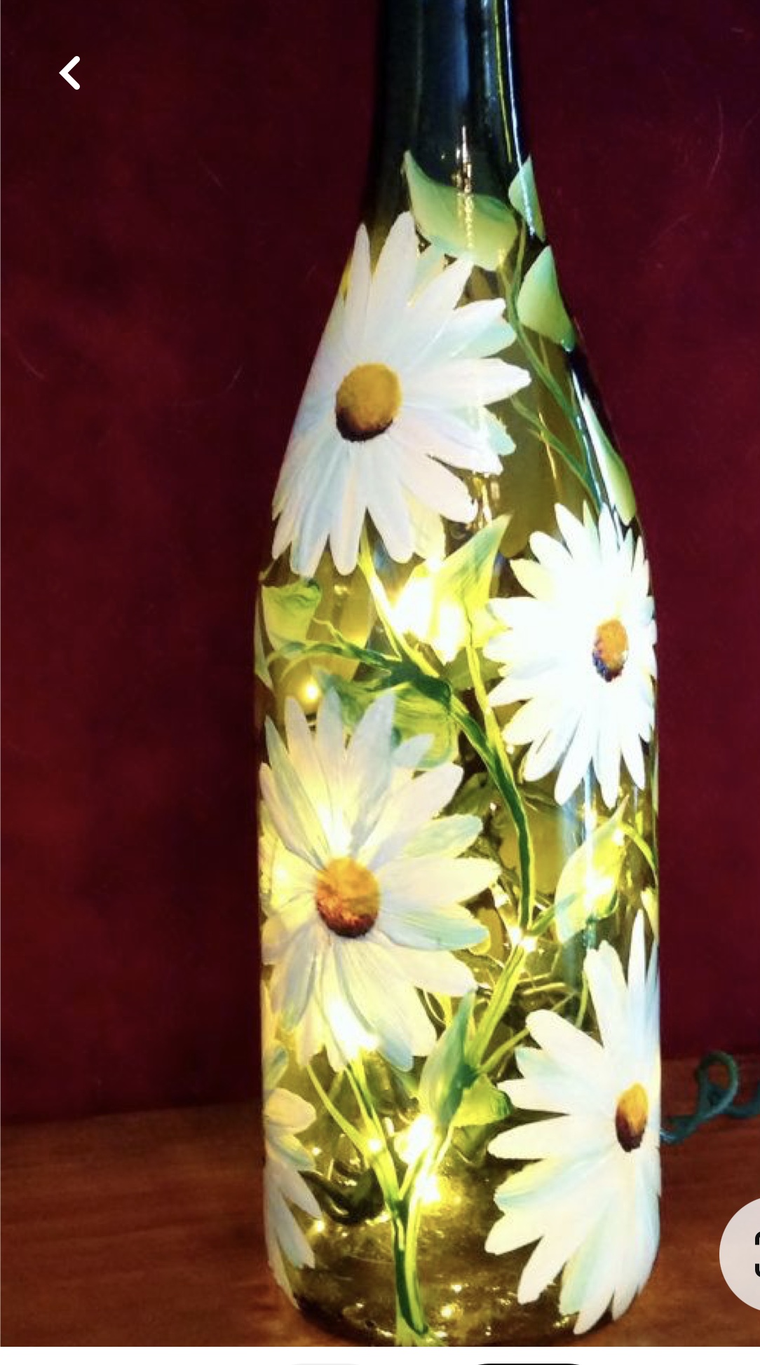 painted daisy wine bottle