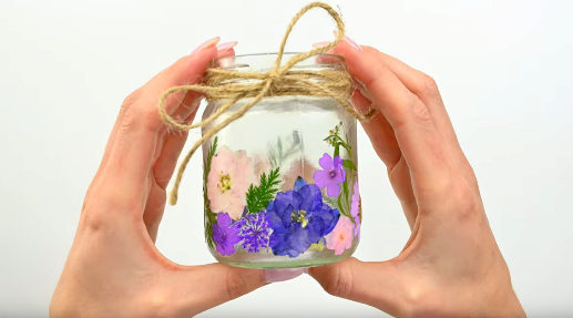 dried flower decorated jar