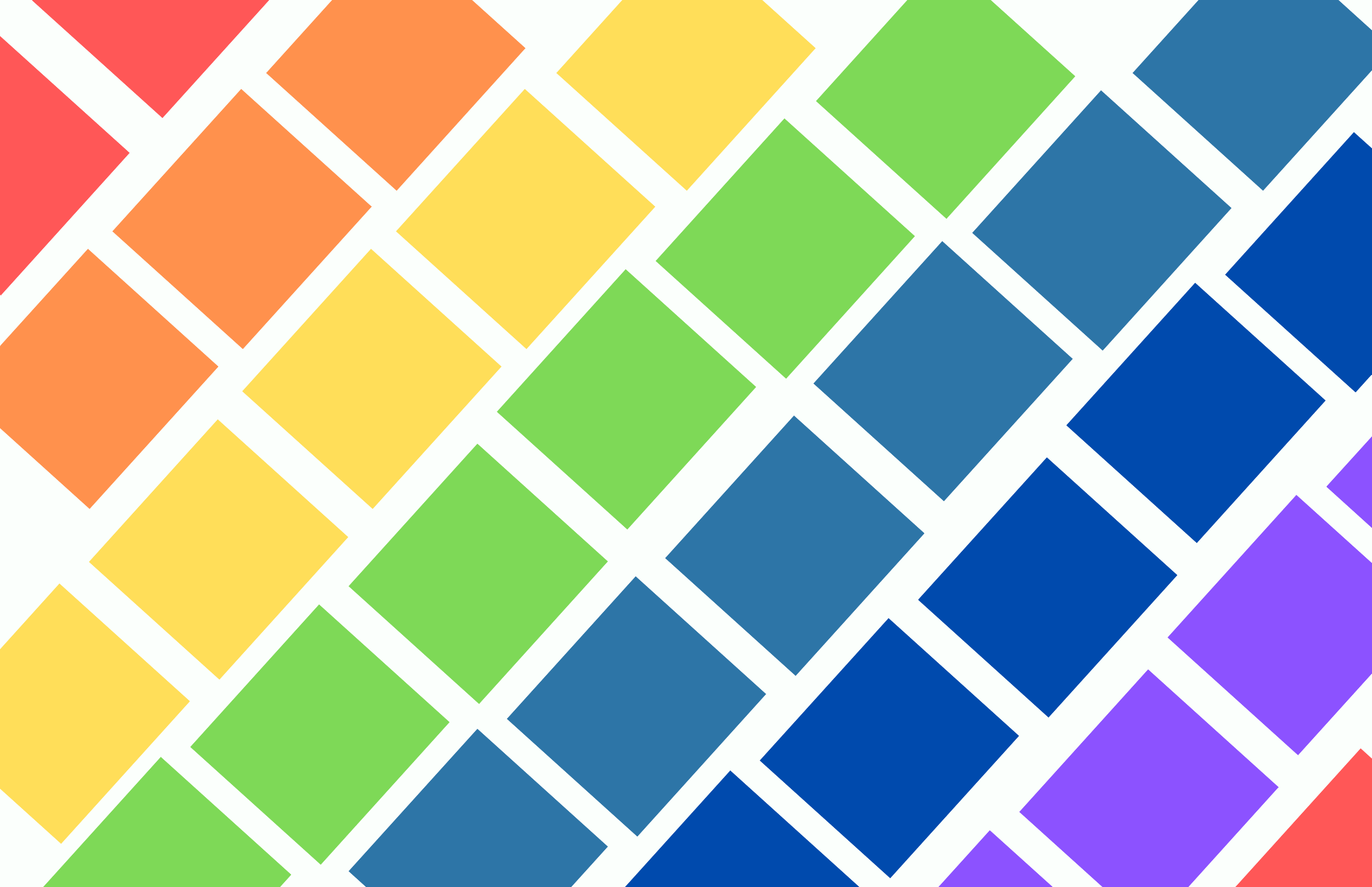 Rainbow diagonal mosaic of squares