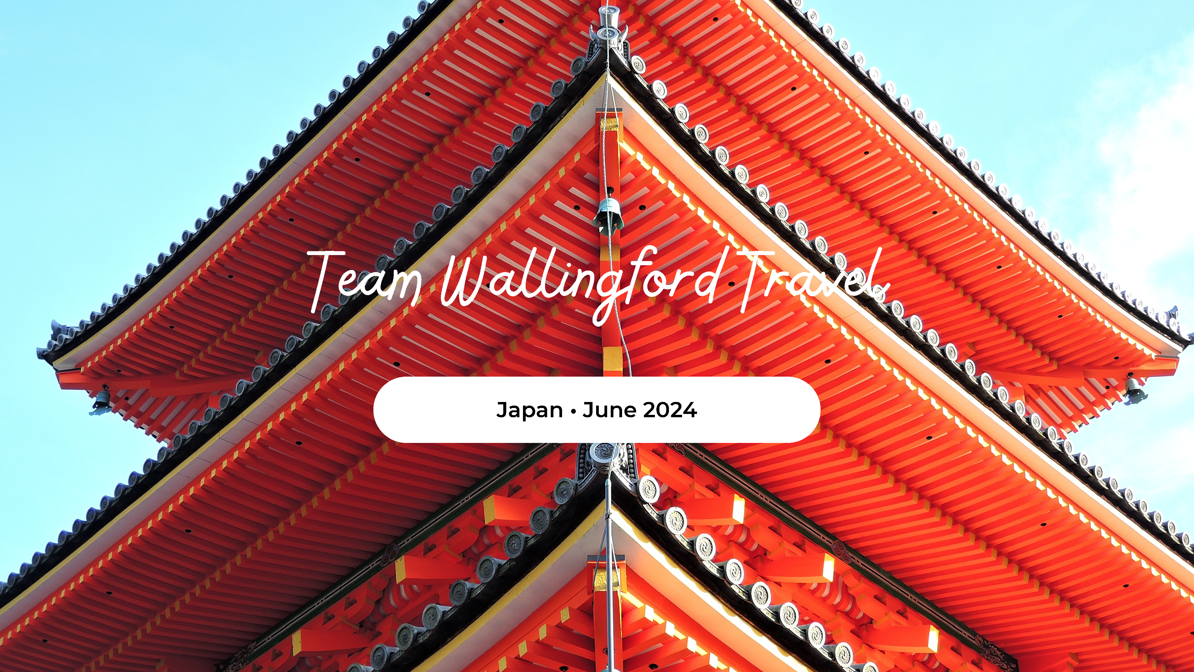 image of a pagoda with the team wallingford travel logo and japan june 2024