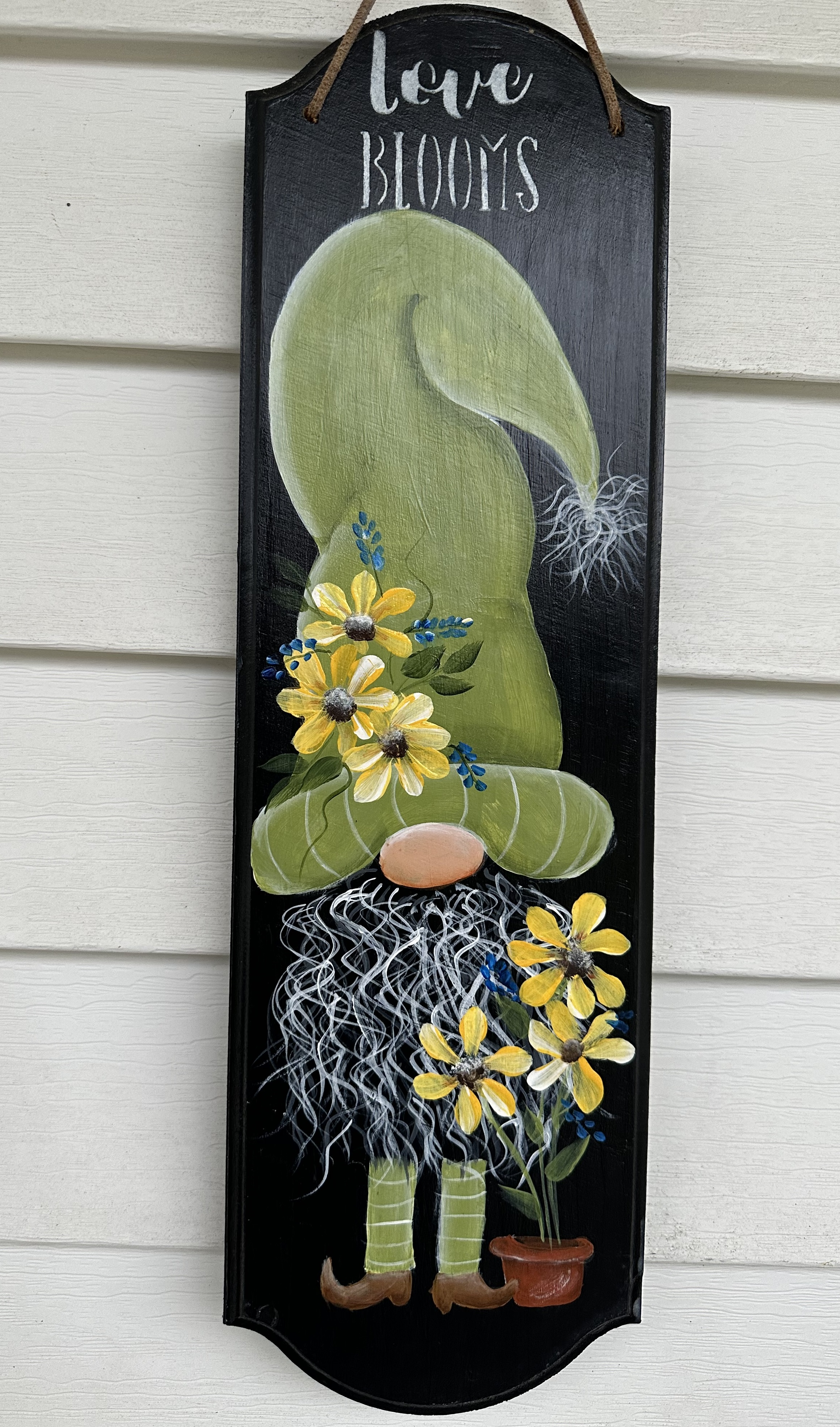 spring gnome painted board