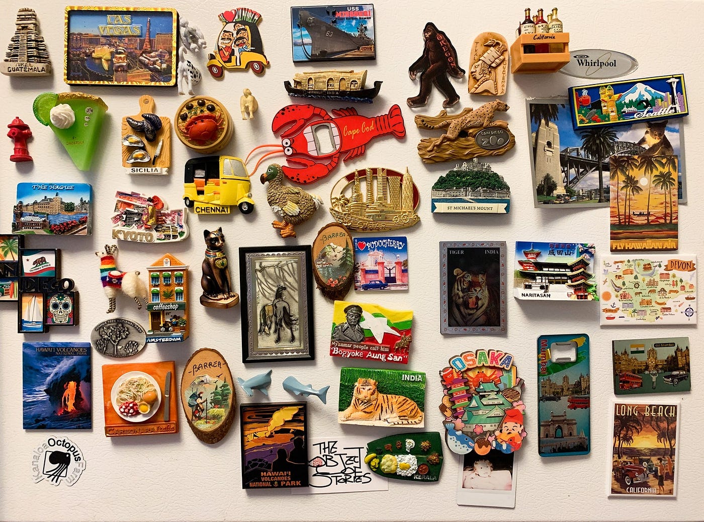 An assortment of fridge magnets
