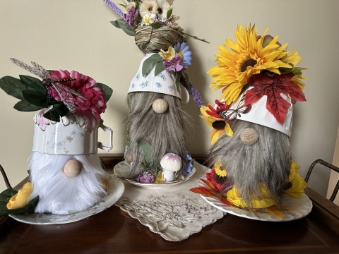 upcycled teacup gnome