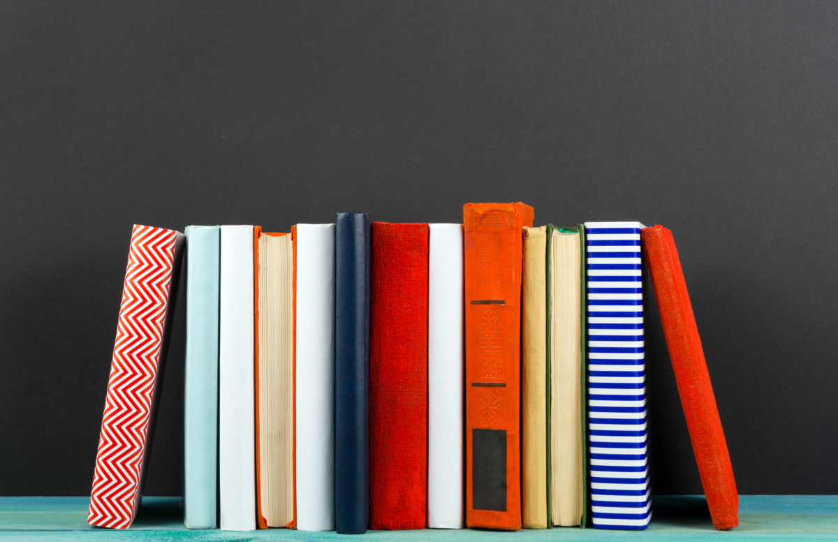 Line of multicolored books